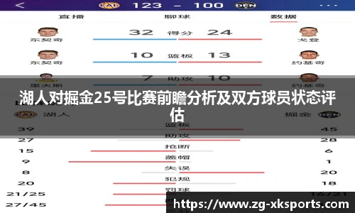 湖人对掘金25号比赛前瞻分析及双方球员状态评估